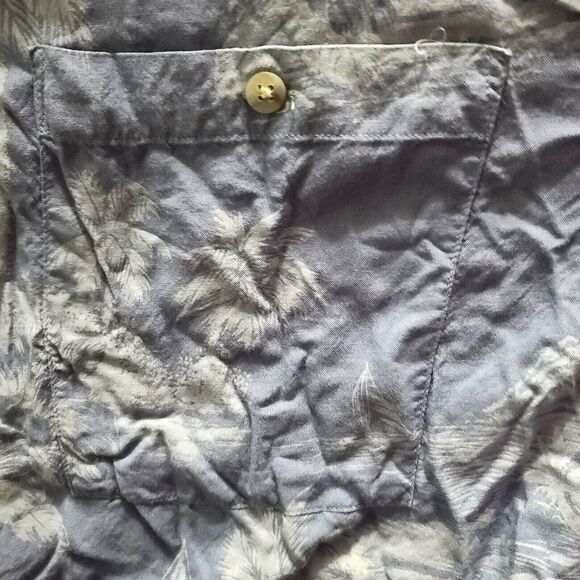 Pierre Cardin Mens Button-up Shirt Blue Size XL 100% Rayon Short Sleeve Palms - Picture 9 of 12